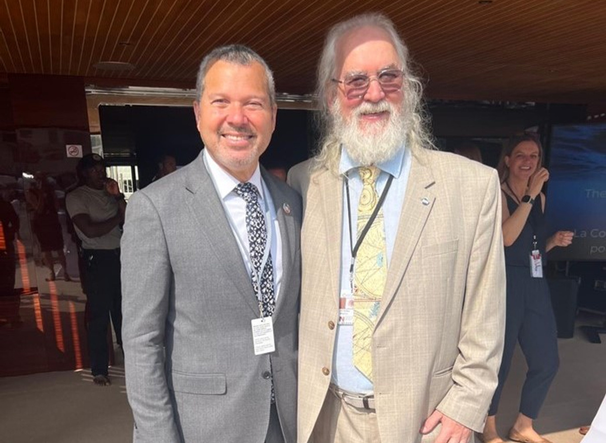 Arsenio Dominguez  Secretary-General IMO and the IMarEST President Professor Stephen de Mora onboard the Art Explorer catamaran for the HAC for a Quiet Ocean